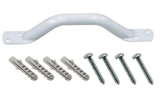 Grab Rail Handle Bar Indoor / Outdoor Powder Coated Screw Fixings Included 300mm WHITE