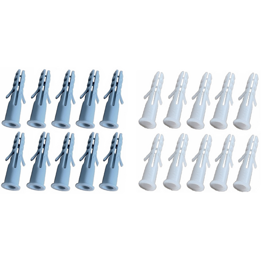 Pack of 10 Heavy Duty Universal Wall Plugs Nylon Fixing M8 x 40mm White or Grey