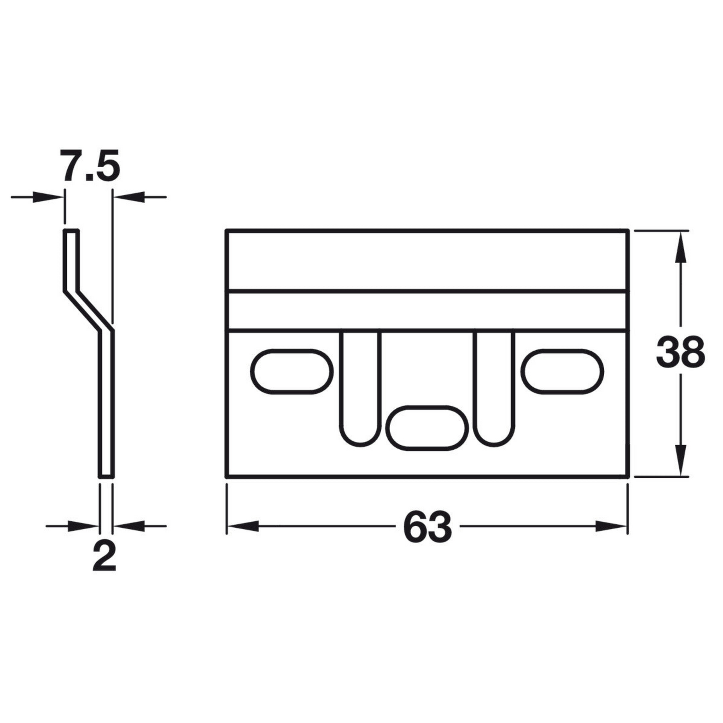 4 x Kitchen Cabinet Hanging Bracket Plate 63 x 38mm