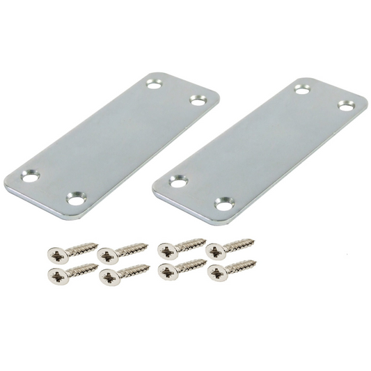 2 x Kitchen Door to Door and Drawer Jointing Flat Brackets Connecting Steel Plates with Screws