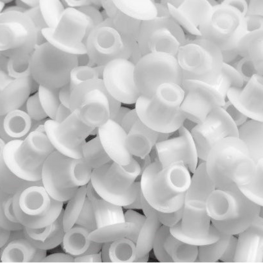 M5/5mm DRILL HOLE COVER CAPS - BLANKING FURNITURE KITCHEN CABINET SHELF (White, Pack of 40)
