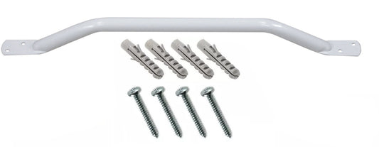 Grab Rail Handle Bar Indoor / Outdoor Steel Powder Coated Screw Fixings Included 600mm WHITE