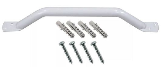Grab Rail Handle Bar Indoor / Outdoor Powder Coated Screw Fixings Included 450mm WHITE