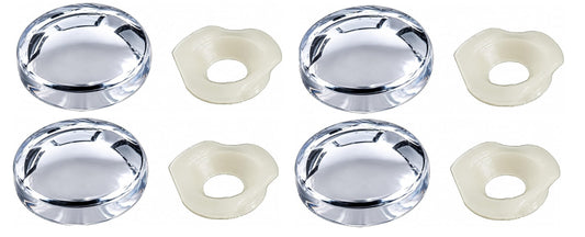 4 x Screw Cover Caps for No 6-8 Gauge Screws, Firm Clip-On Type, Chrome Effect