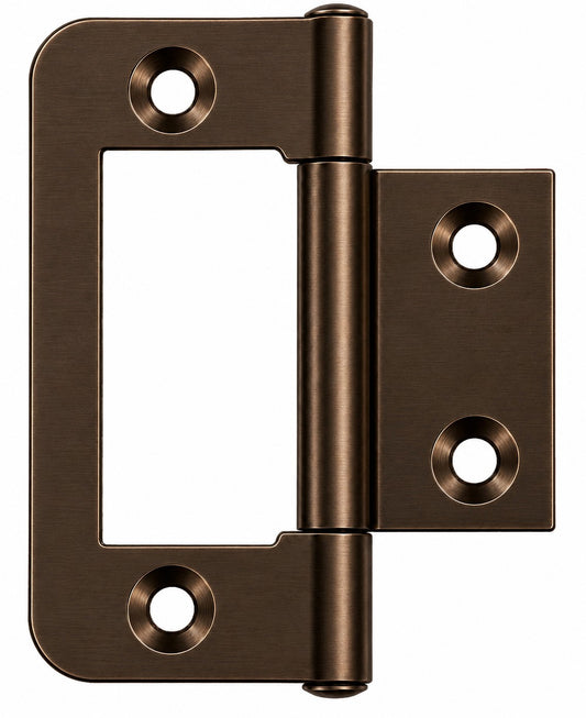 Flush Hinge, Steel, 50 x 24 mm, Chrome, Brass, Bronze